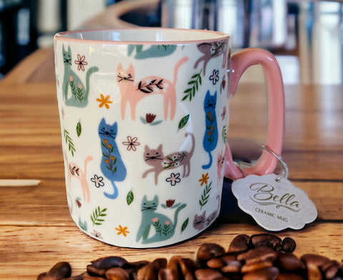 Fun and Floral Kittens 16oz Coffee Mug