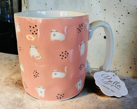Pink & White Soft Kitten 16oz Coffee Mug