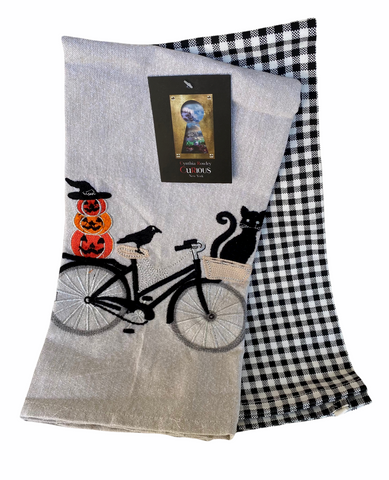 Halloween Black Cat on Bicycle Towel Set