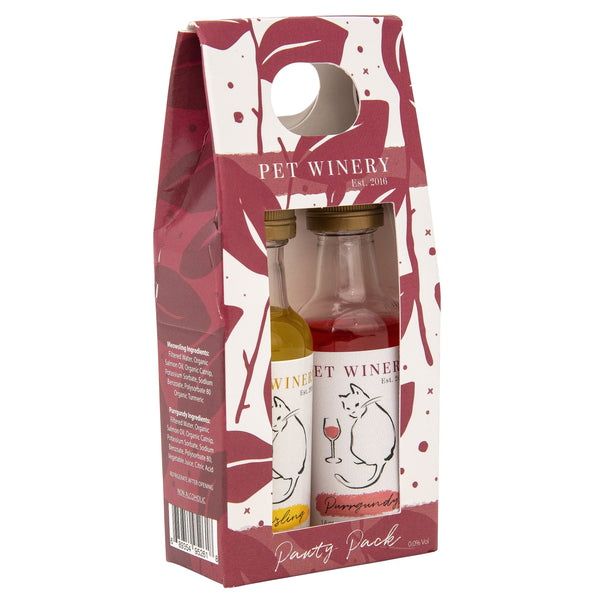 Pet Winery Purrugundy & Meowsling Catnip Wine Pawty Gift Set