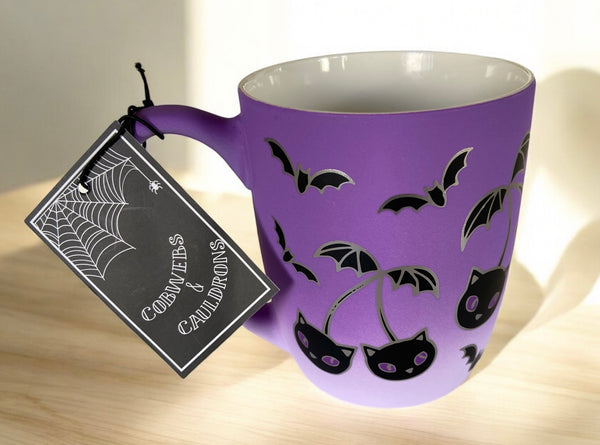 Purple & Black Cat Bat Coffee Mug