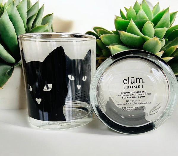 Sophisticated Black Cat Glass Short Tumblers