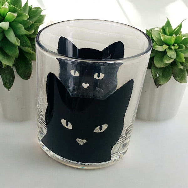 Sophisticated Black Cat Glass Short Tumblers