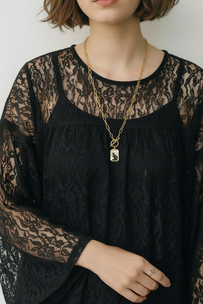 Mystical Black Cat & Moon Toggle Necklace