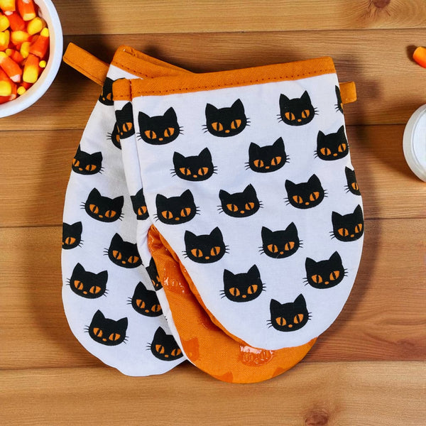 Black & Orange Cats Mini Oven Mitts
