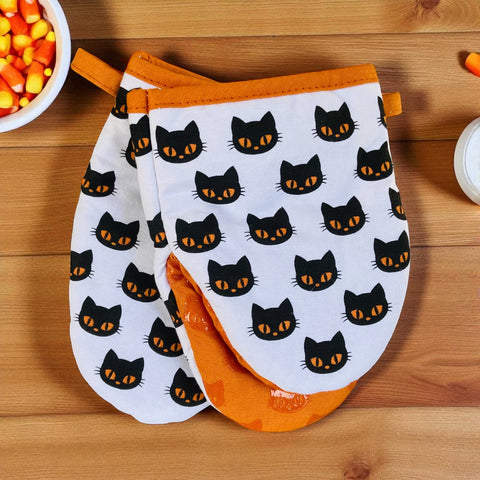 Black & Orange Cats Mini Oven Mitts