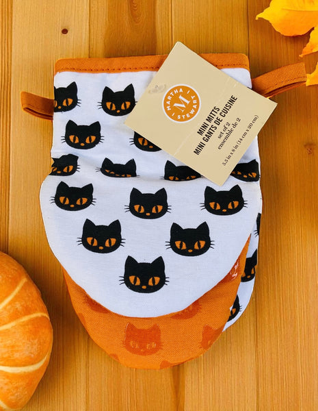 Black & Orange Cats Mini Oven Mitts