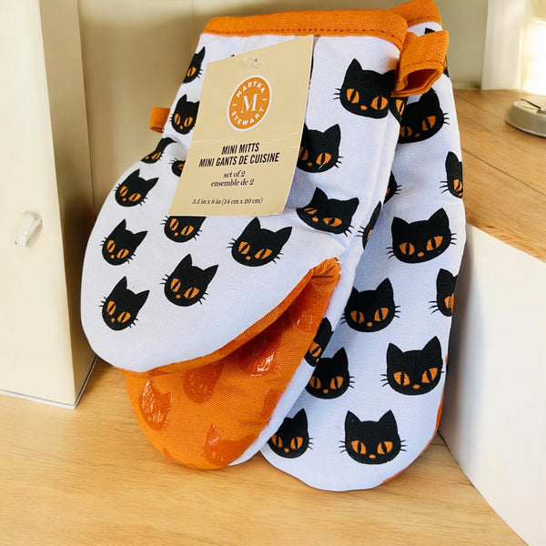 Black & Orange Cats Mini Oven Mitts