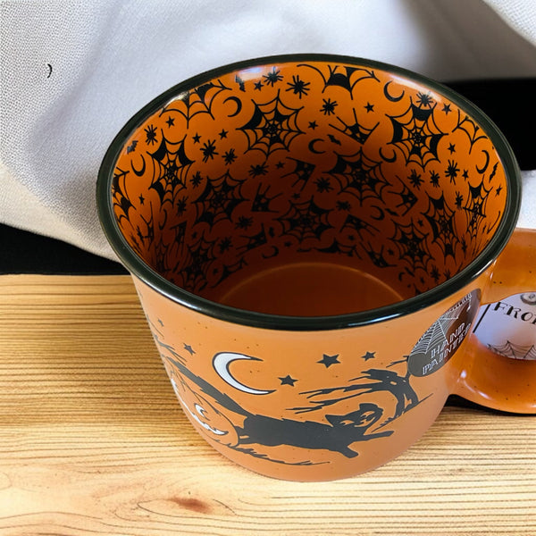 Spooky Black Cat & Pumpkin Coffee Mug
