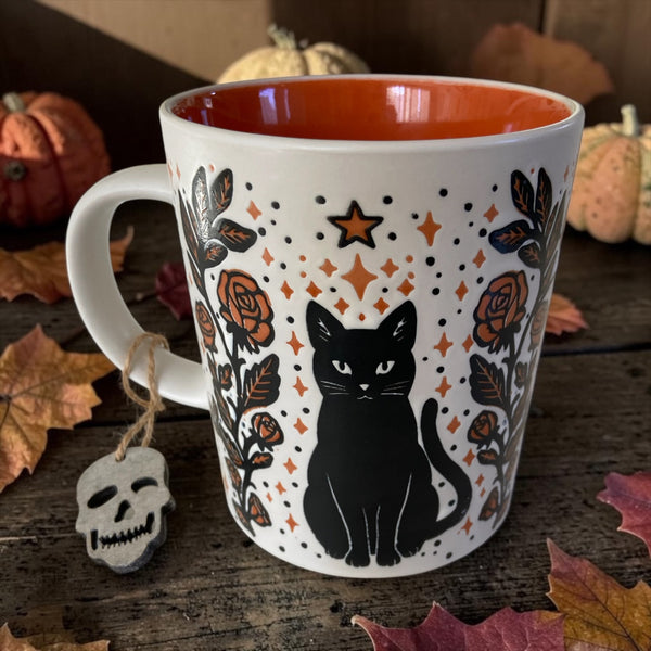 Black Cat & Magic Roses Mug