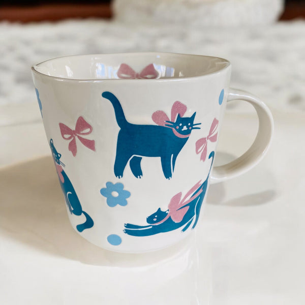 Pink Bows & Blue Cats 16oz Coffee Mug