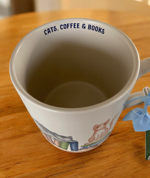 Cats Coffee & Books Mug