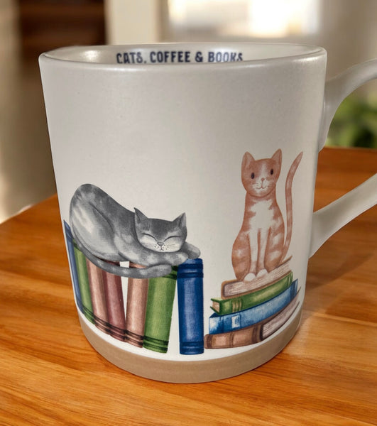 Cats Coffee & Books Mug