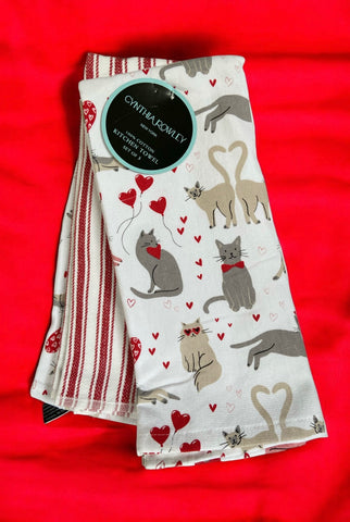 Cats and Hearts & Balloons 3 Kitchen Towel Set