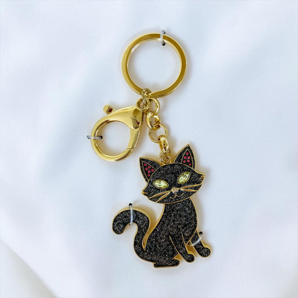 Retro Style Black Cat Keychain