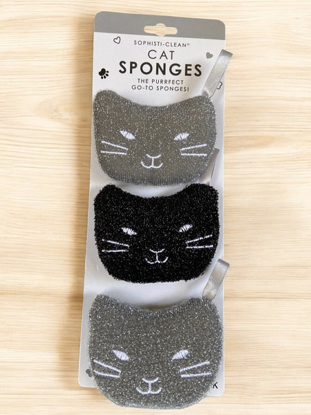 Gray & Black Cat Kitchen Sponges