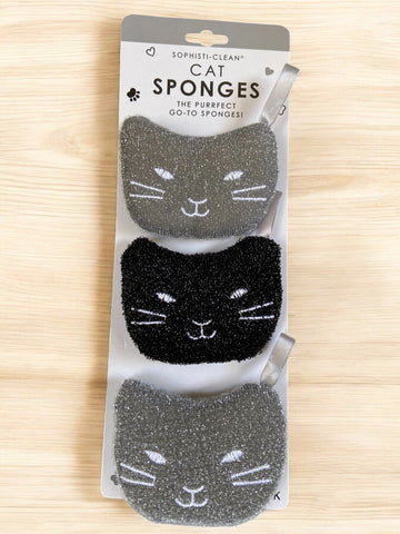 Gray & Black Cat Kitchen Sponges