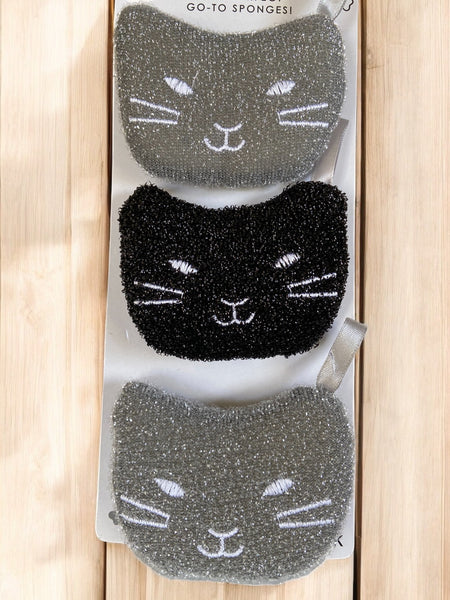 Gray & Black Cat Kitchen Sponges