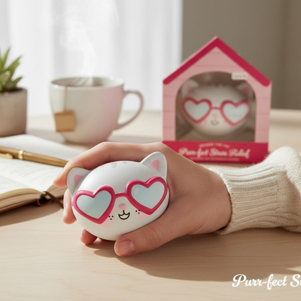 Squishy White Sweetheart Cat De-Stress Ball