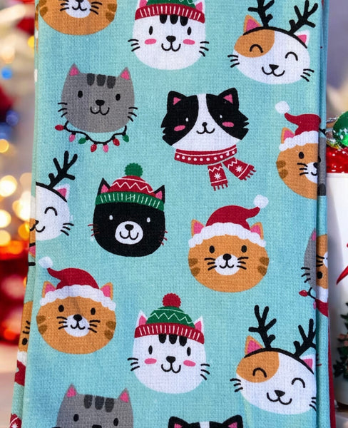 Cute Christmas Cats Kitchen Towel Set