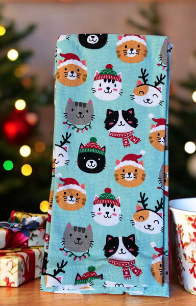 Cute Christmas Cats Kitchen Towel Set