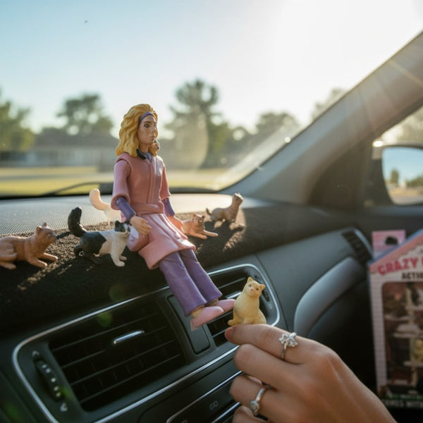 Crazy Cat Lady Action Figure with Cats