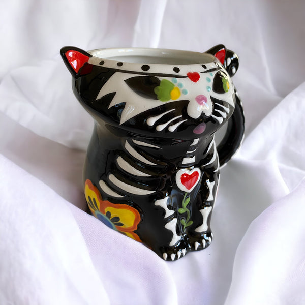Dia De Los Muertos Black Cat Shape Mug