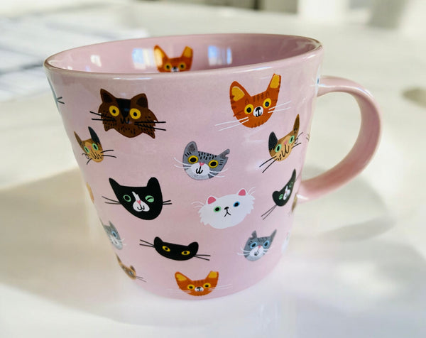 Sweet Pink Multi Cats 18 oz Mug