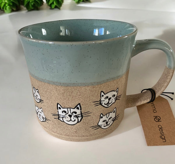 Blue & Brown Earthy Cats Coffee Mug