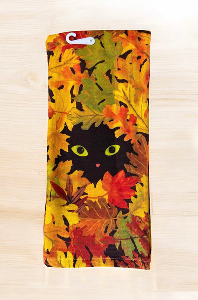 Black Cat & Autumn Leaves Kitchen Towel Set