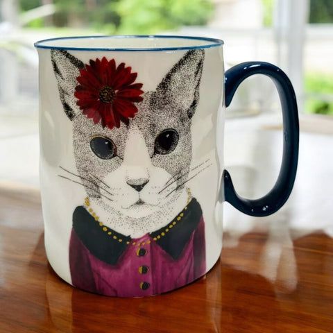 Hipster Girl Cat 14oz Coffee Mug