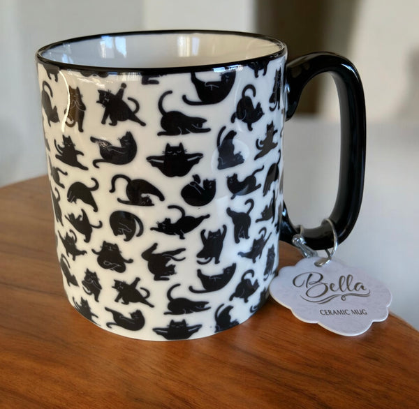 Namaste Yoga Black Cats Coffee Mug