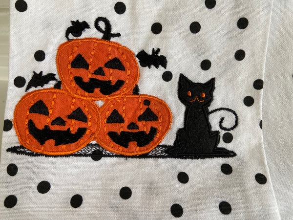 Halloween Black Cat with Pumpkins Towel Set