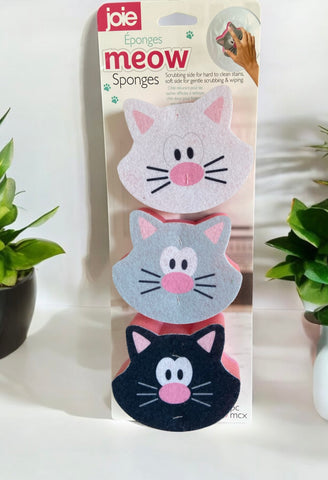 Gray, Black & White Cat Kitchen Sponges