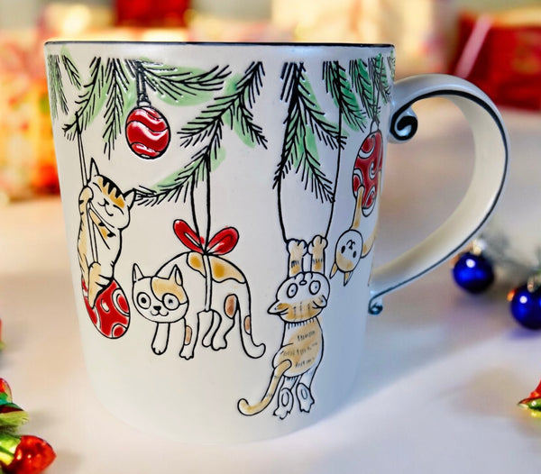 Crazy Christmas Lights Cats 21oz Mug