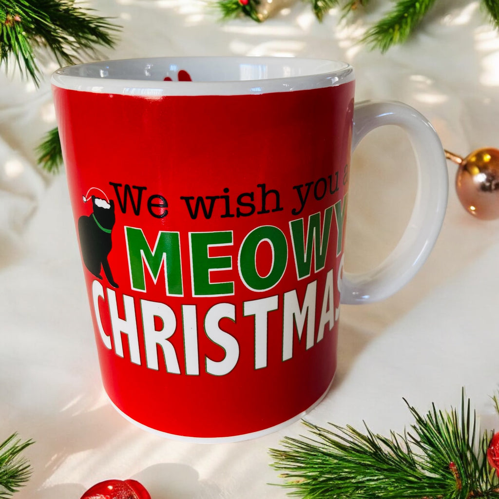 Meowy Christmas Black Cat 16 oz. Mug