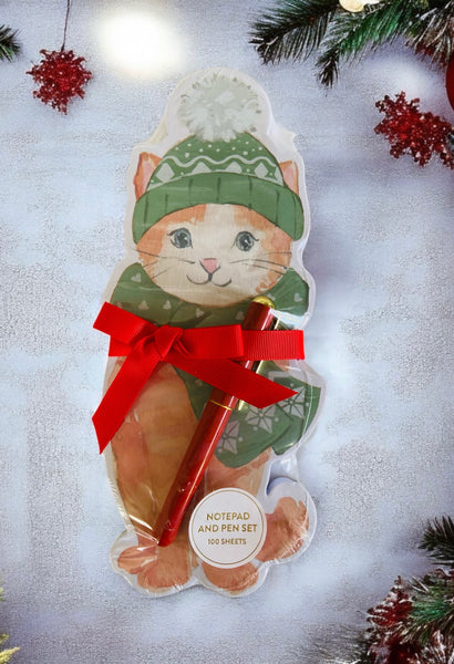 Orange Tabby Winter Notepad & Pen