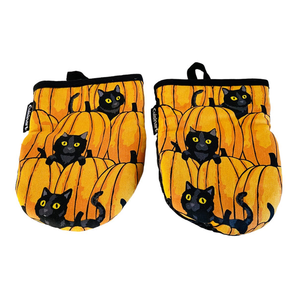 Black Cat & Pumpkin Oven Mitts