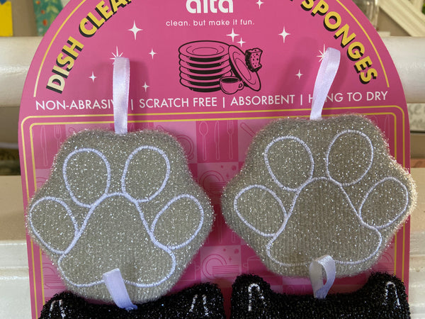 Gray Paws & Black Cat Kitchen Scrubbies