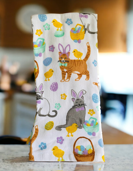 Easter Cats in Bunny Ears Kitchen Towel Set