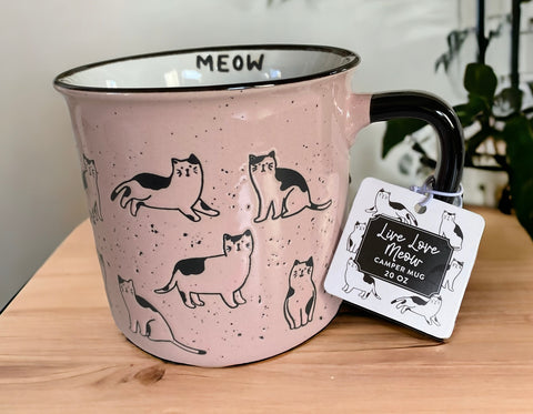 Pink Meow 20oz Coffee Camper Mug