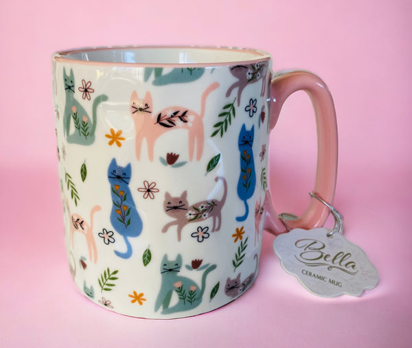 Fun and Floral Kittens 16oz Coffee Mug