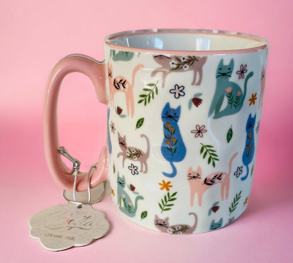 Fun and Floral Kittens 16oz Coffee Mug