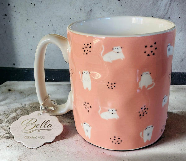 Pink & White Soft Kitten 16oz Coffee Mug