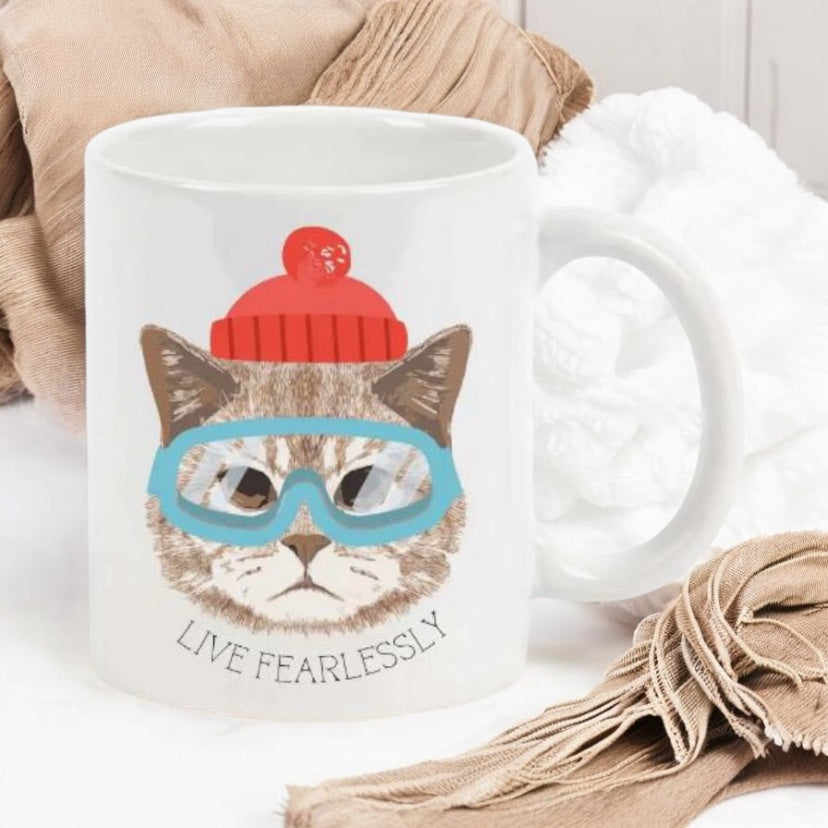 Tabby Cat Live Fearlessly 11oz Coffee Mug