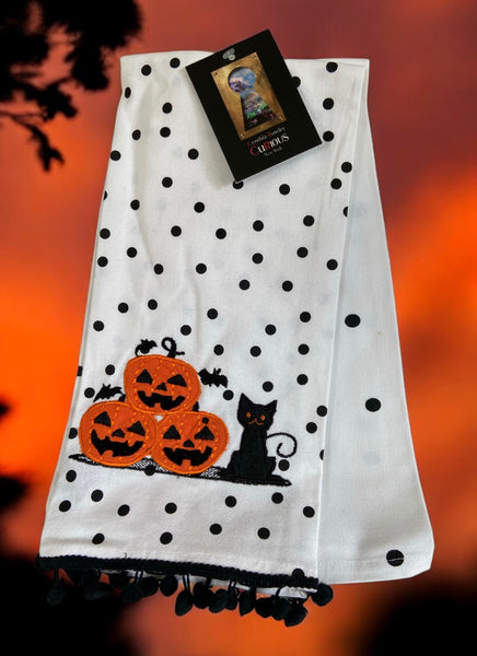 Halloween Black Cat with Pumpkins Towel Set