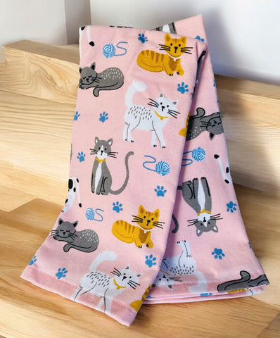 Pink & Blue Cats Kitchen Towel Set