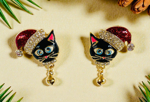 Christmas Santa Cat Earrings