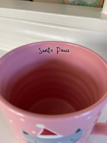 Sweet Pink Santa Paws Cat Mug