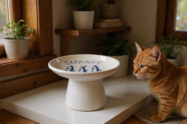 Whisker Friendly White & Blue Sardine Dish